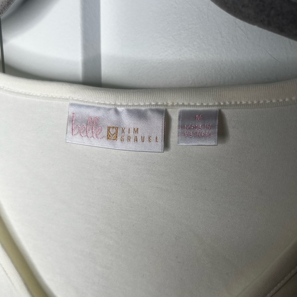 Belle by Kim Gravel Jingle Belles Triple Luxe Knit Sequin Sleeve Blouse Medium - Picture 4 of 6